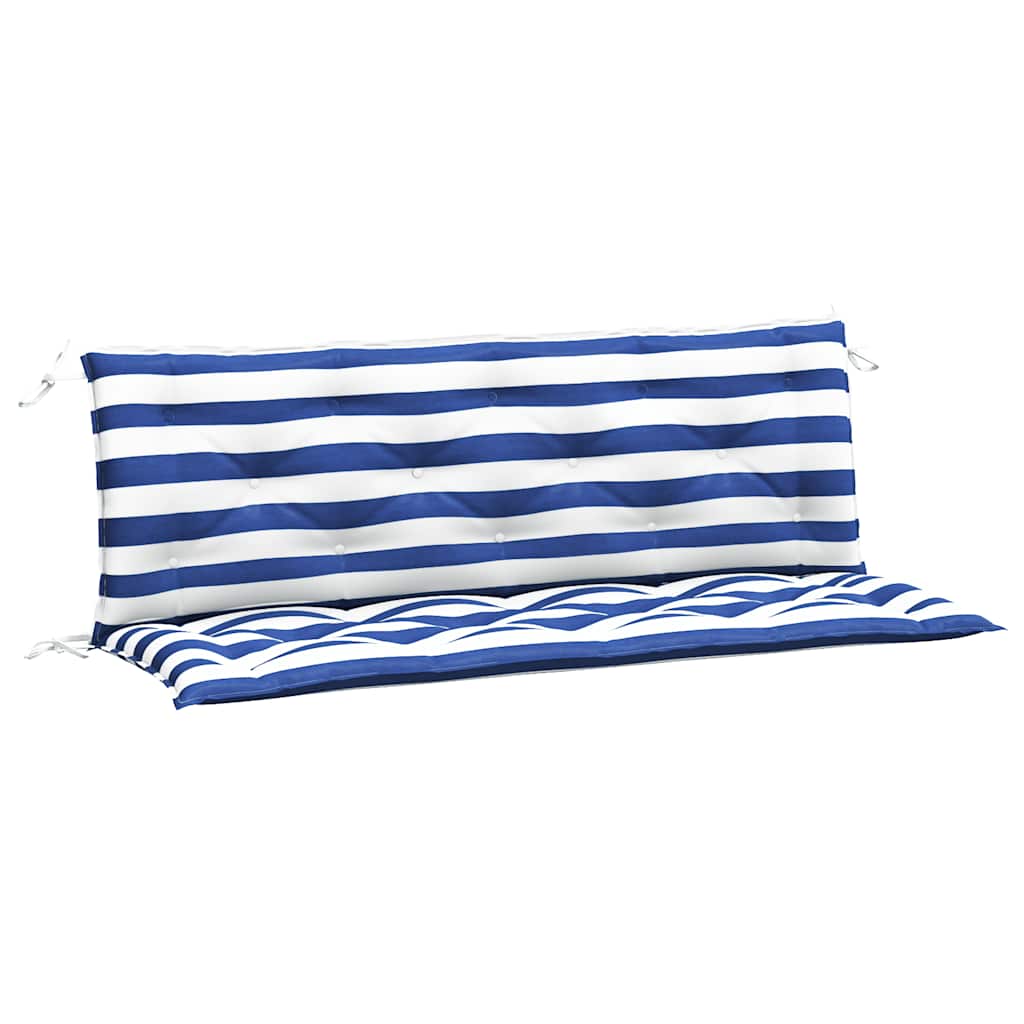 VidaXL Gartenbankkissen, 2 Stück, gestreift, 150 x 50 x 7 cm, Stoff, weiß und blau