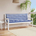 VidaXL Gartenbankkissen, 2 Stück, gestreift, 150 x 50 x 7 cm, Stoff, weiß und blau