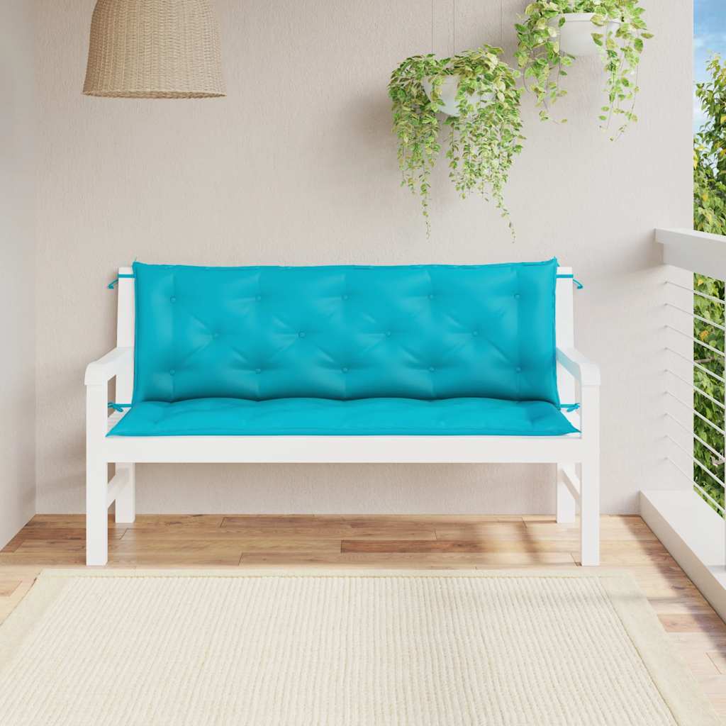 VidaXL Gartenbankkissen, 2 Stück, 150 x 50 x 7 cm, Stoff, Türkis