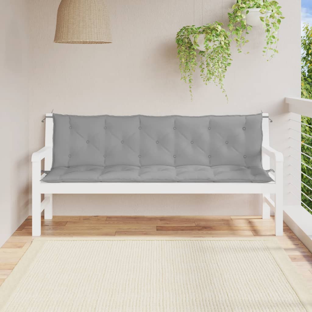 VidaXL Gartenbankkissen, 2 Stück, 180 x 50 x 7 cm, Oxford-Gewebe, Grau