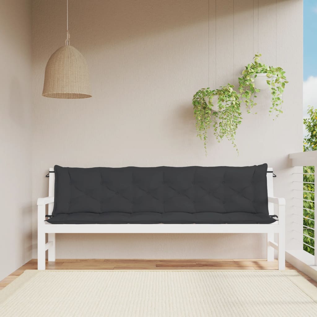 VidaXL Gartenbank Kissen 2 ST 200x50x7 cm Oxford Stoff schwarz