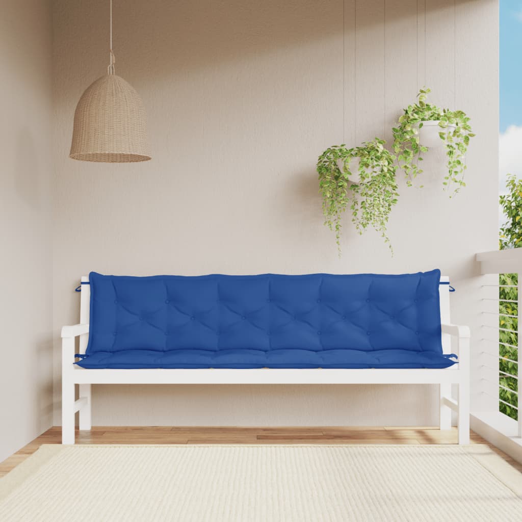 VidaXL Gartenbank Kissen 2 Stück 200x50x7 cm Oxford Stoff Blau