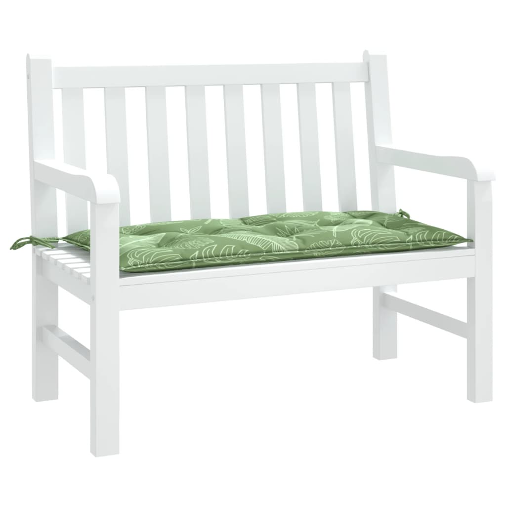 VidaXL Gartenbankkissen mit Blattmuster, 110 x 50 x 7 cm, Stoff