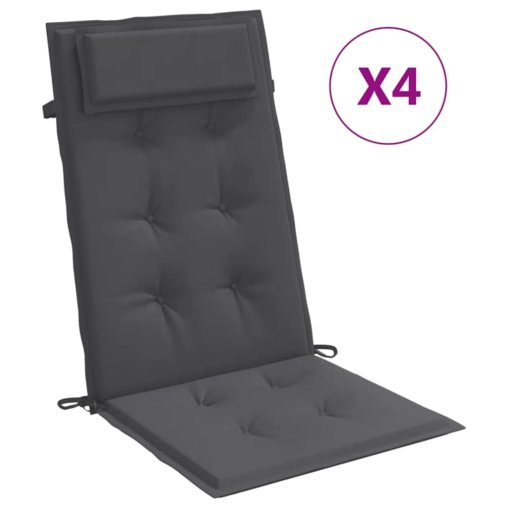 Vidaxl stoelkussens 4 st hoge rug oxford stof antracietkleurig
