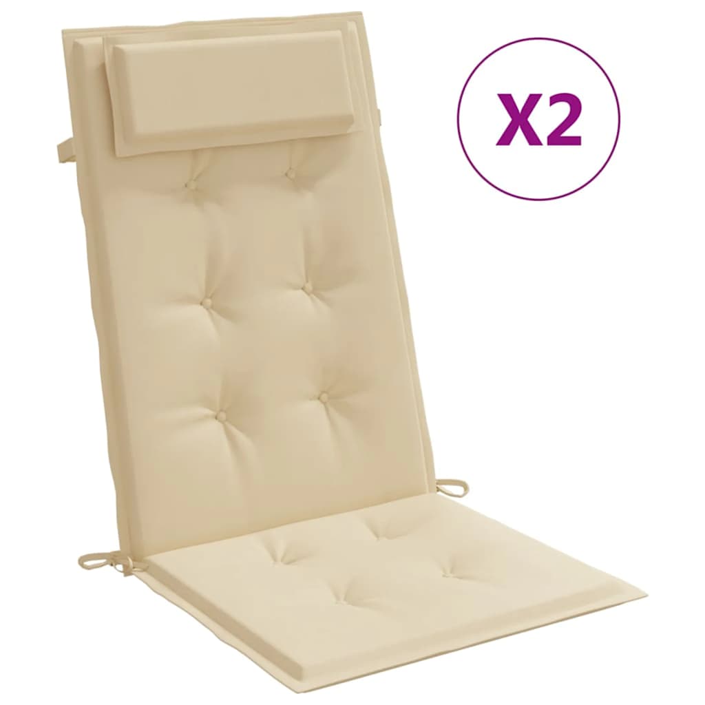 VidaXL Stuhlkissen, 2 Stück, hohe Rückenlehne, Oxford-Gewebe, Beige