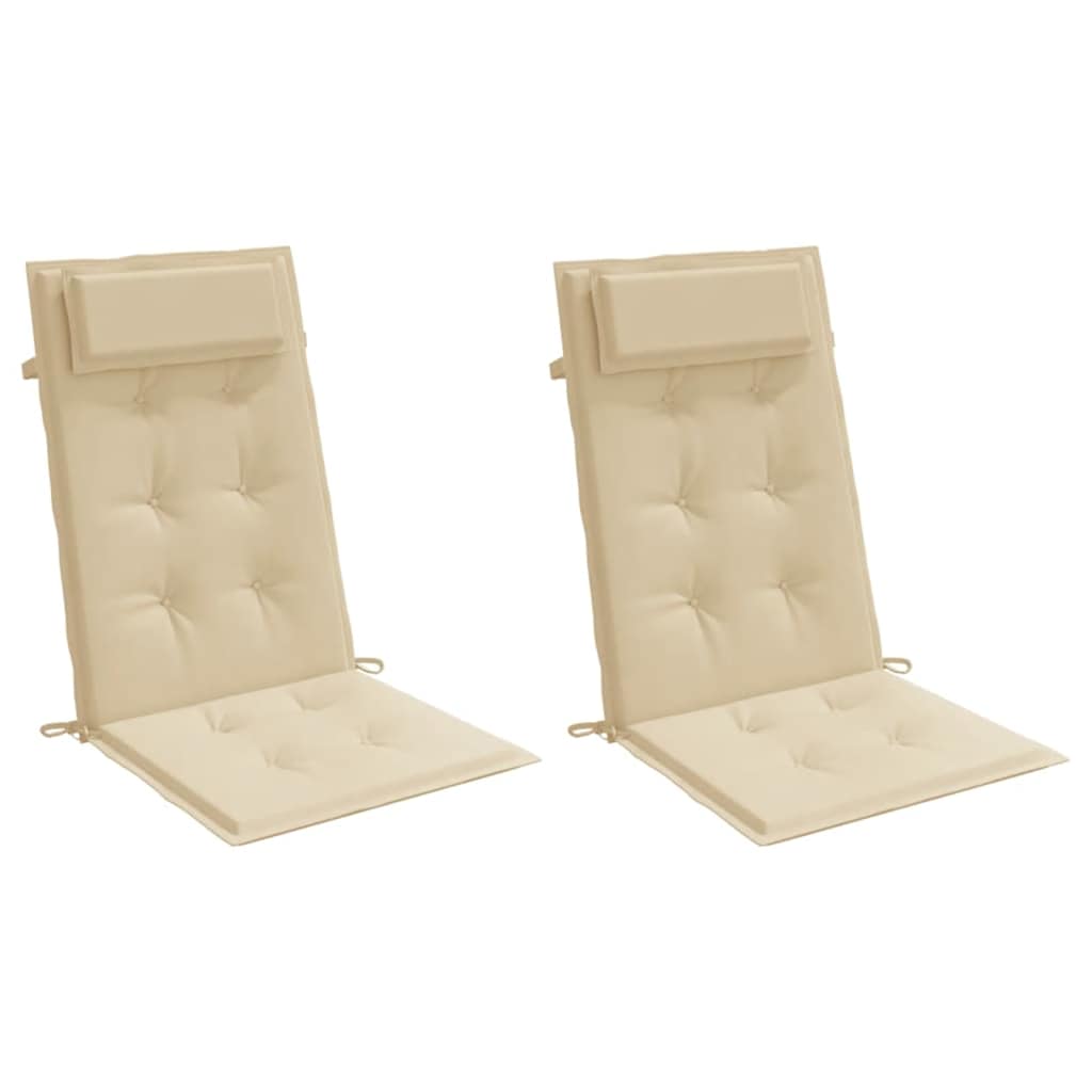 VidaXL Stuhlkissen, 2 Stück, hohe Rückenlehne, Oxford-Gewebe, Beige