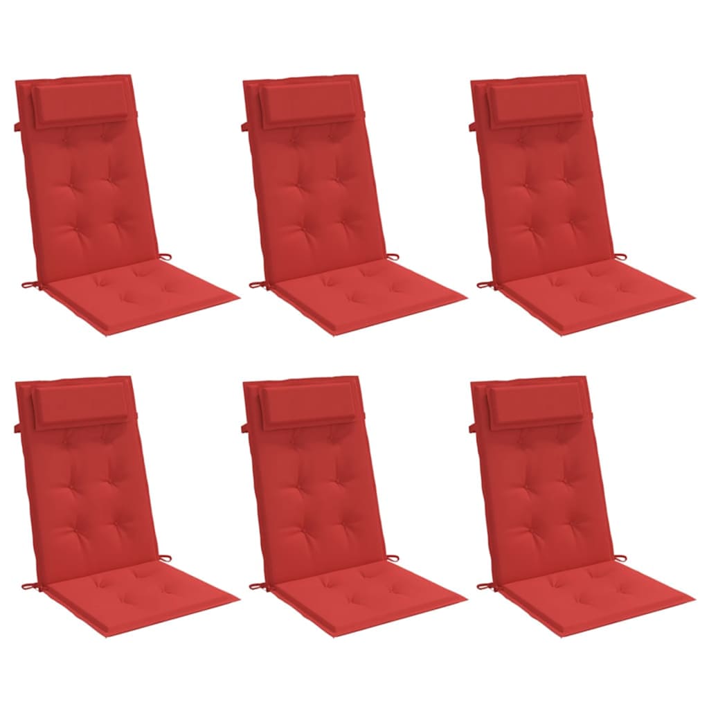 Vidaxl stoelkussens 6 st hoge rug oxford stof rood