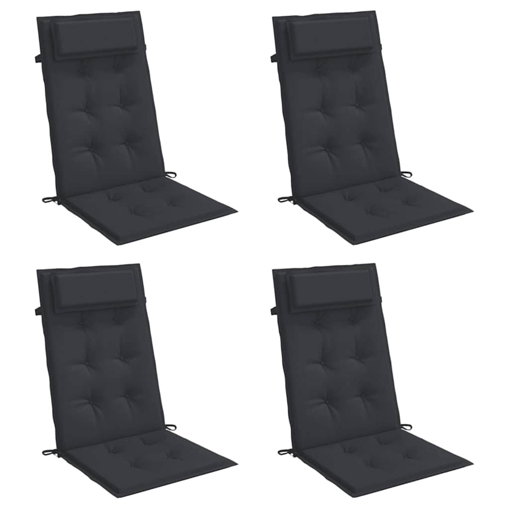 Vidaxl stoelkussens 4 st hoge rug oxford stof zwart