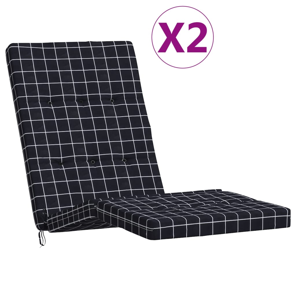 VidaXL Terrassenstuhlkissen, 2 Stück, Rautenmuster, Oxford-Gewebe, Schwarz