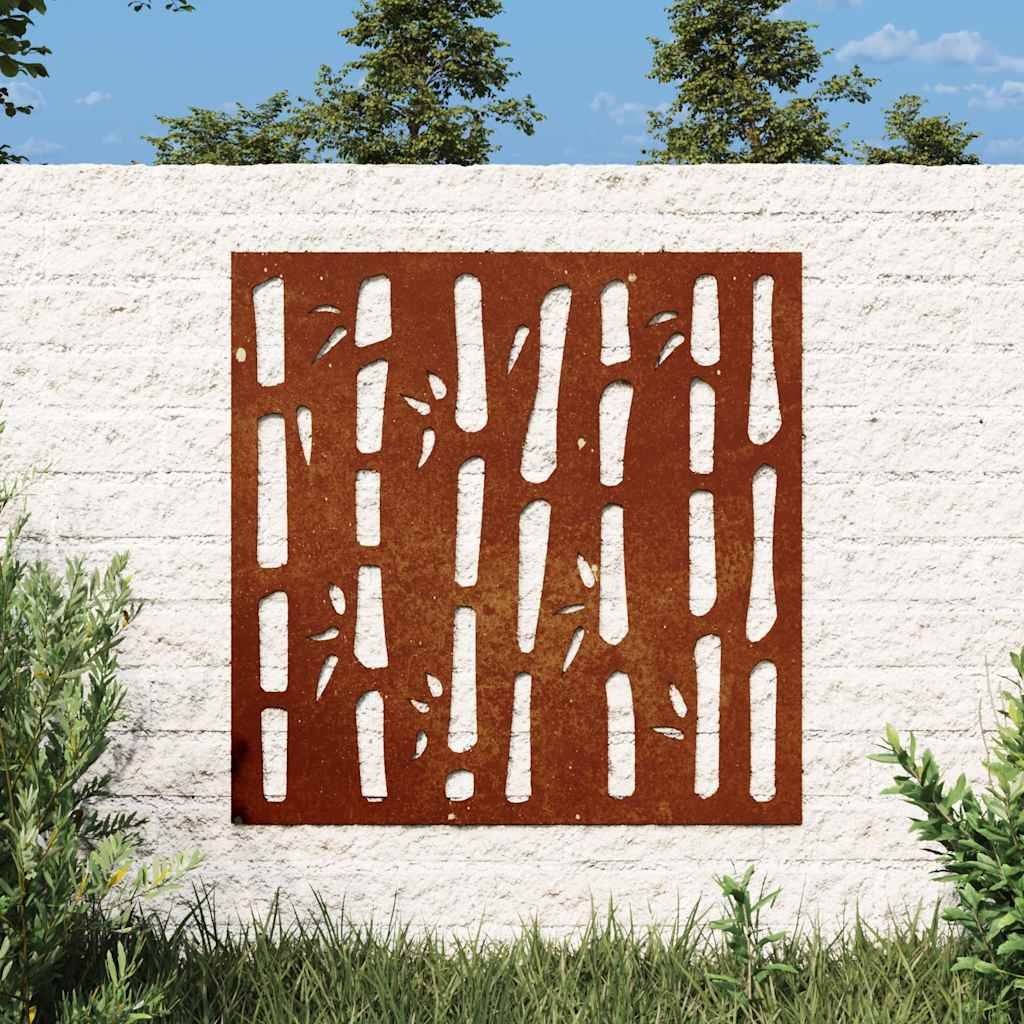 VidaXL Wanddekoration Garten Bambus Design 55x55 cm Cortenstahl