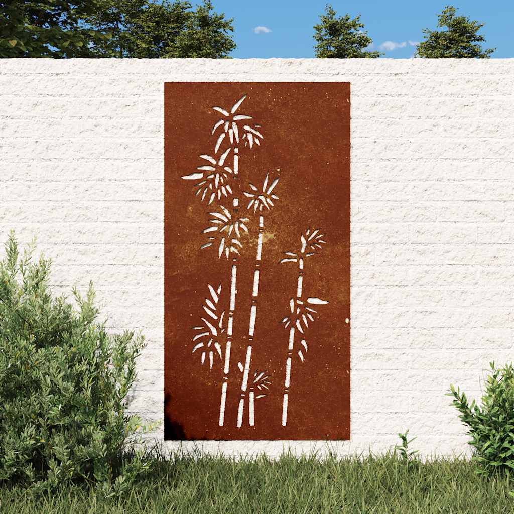 VidaXL Wanddekoration Garten Bambus Design 105x55 cm Cortenstahl