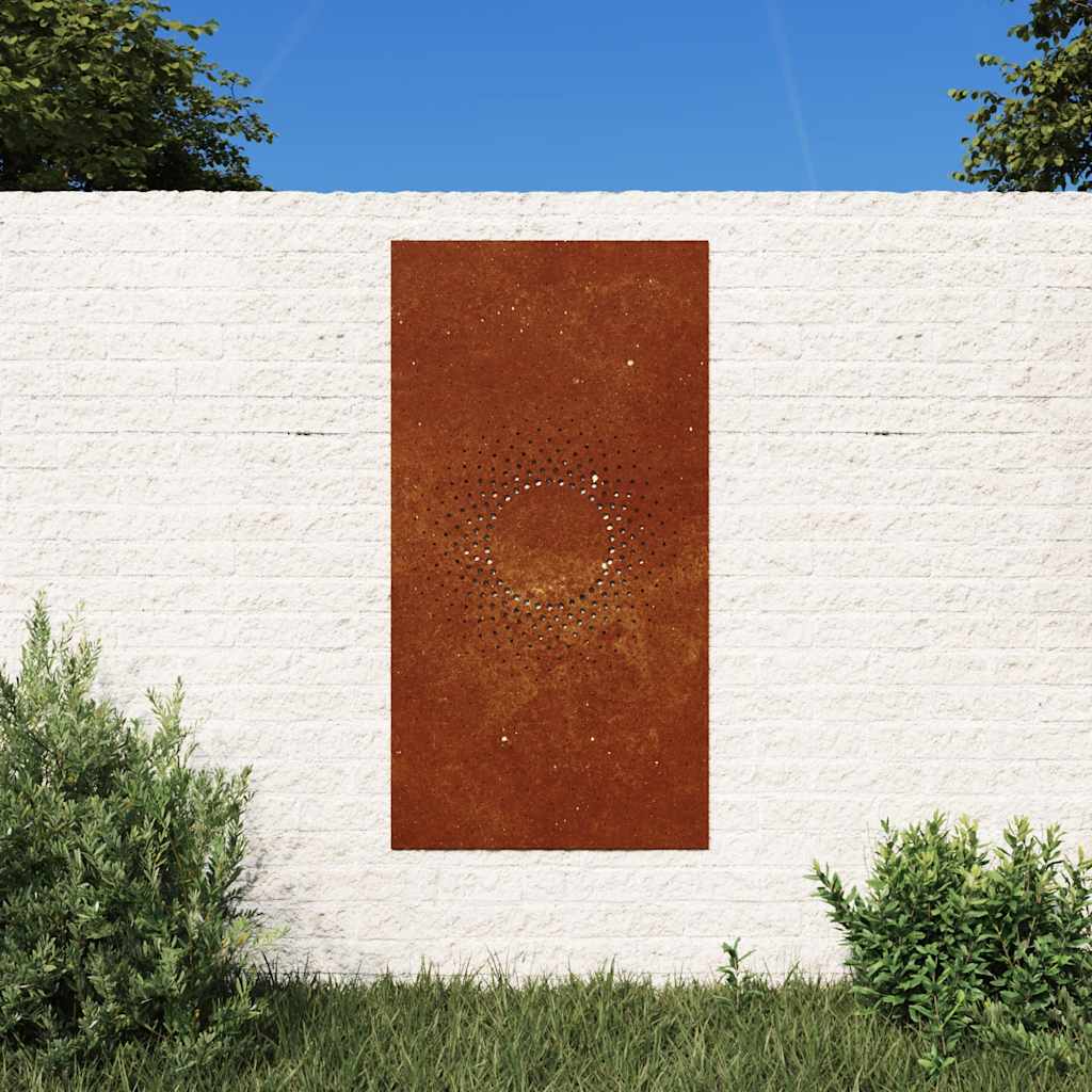 VidaXL Wanddekoration Garten Sonnendesign 105x55 cm Cortenstahl