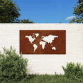 VidaXL Wanddekoration Gartenweltkarte Design 105x55 cm Cortenstahl