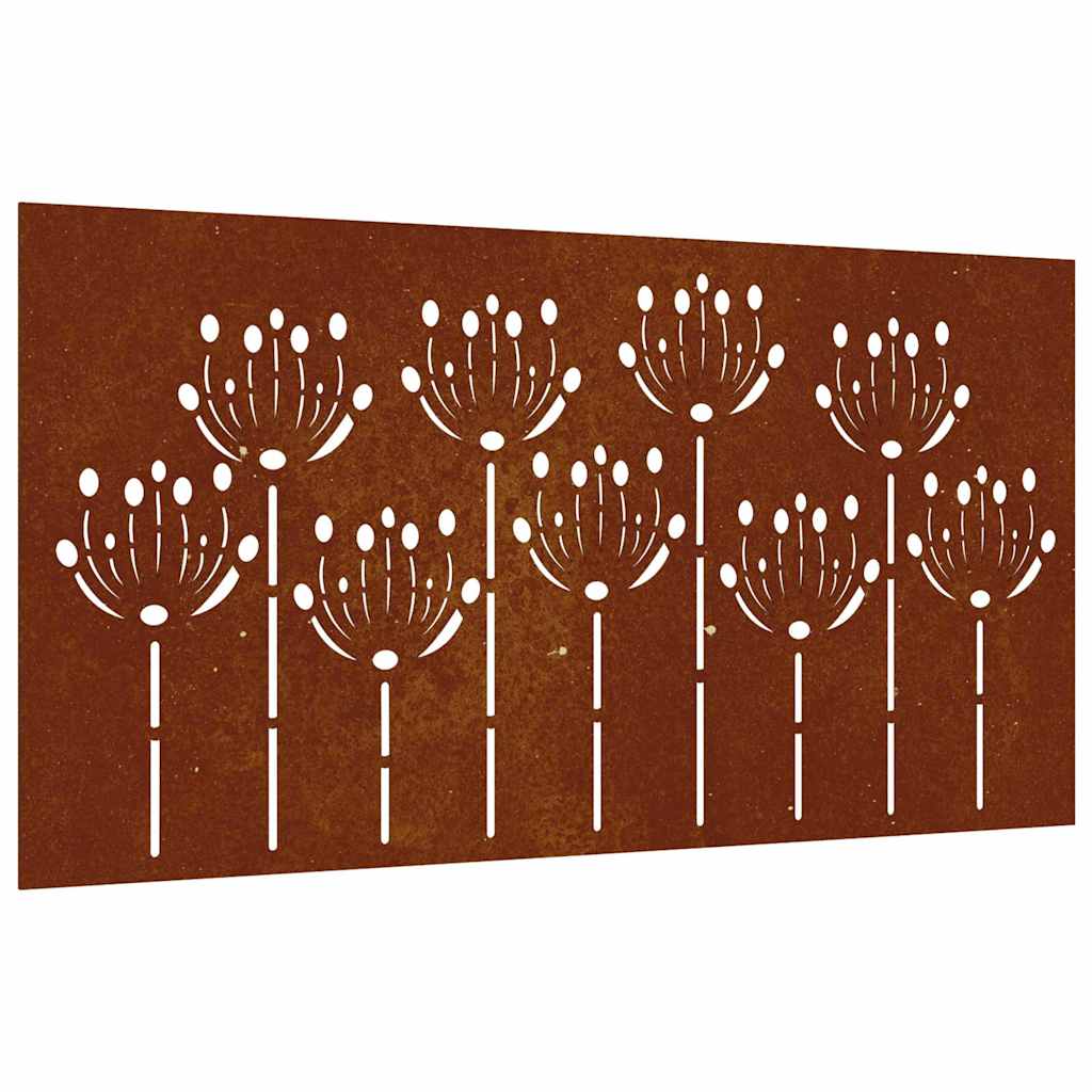Vidaxl wanddecoratie tuin bloemenontwerp 105x55 cm cortenstaal