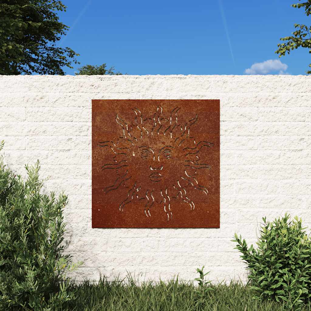 VidaXL Wanddekoration Garten Sonnendesign 55x55 cm Cortenstahl
