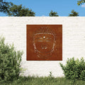 Vidaxl wanddecoratie tuin boeddhahoofd-ontwerp 55x55 cm cortenstaal