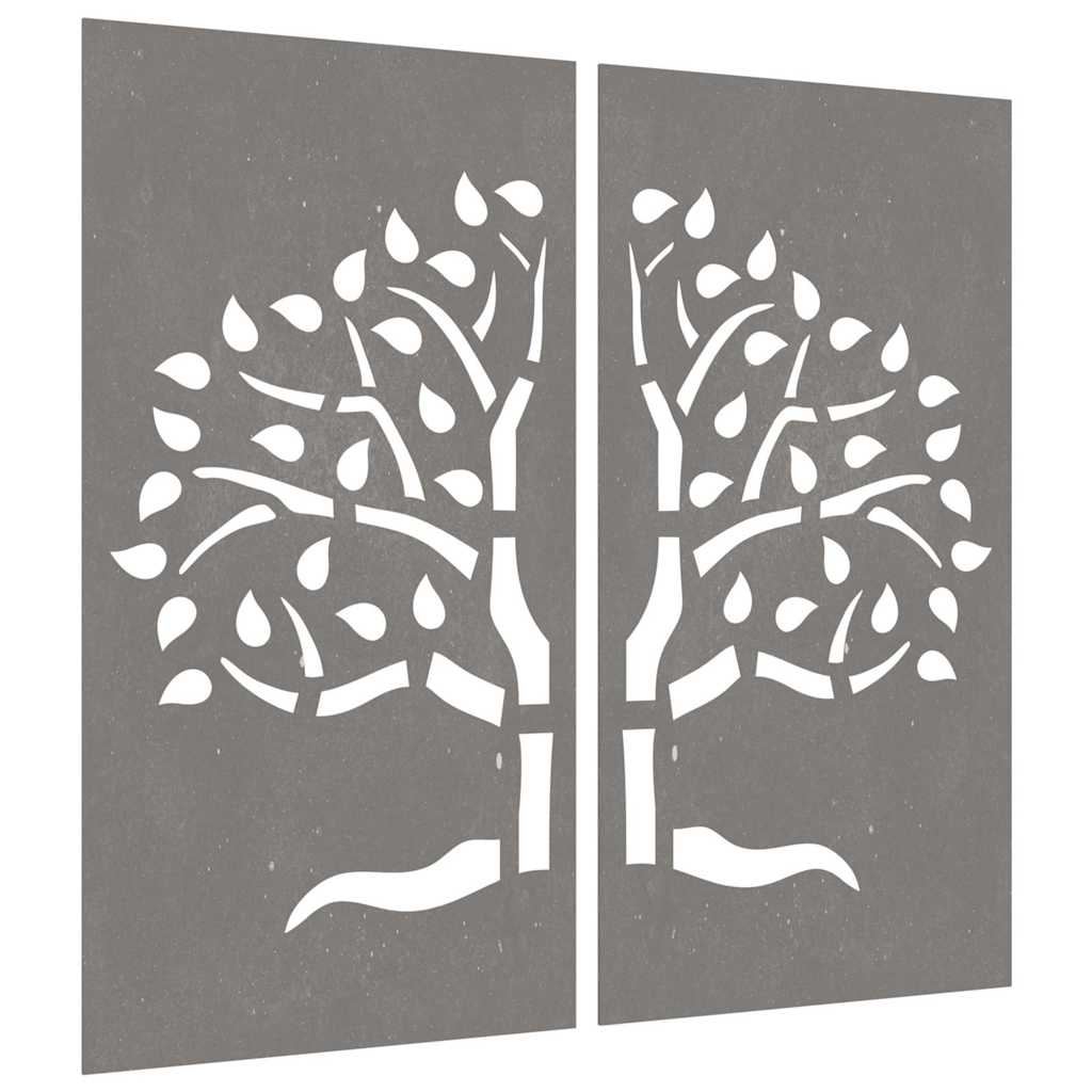 VidaXL Wanddekoration Garten 2-teilig Baumdesign 105x55 cm Cortenstahl