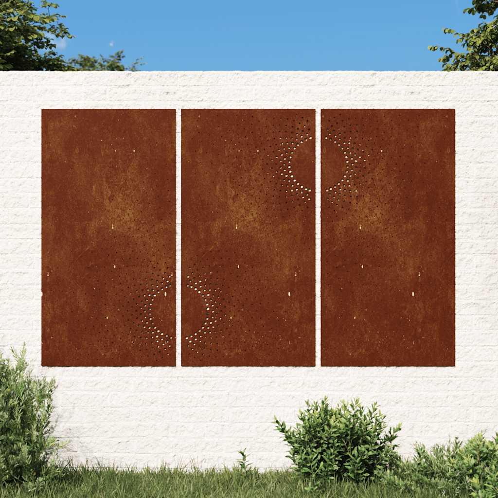 vidaXL Wanddekoration Garten 3 St. Sonne Design 105x55 cm Cortenstahl