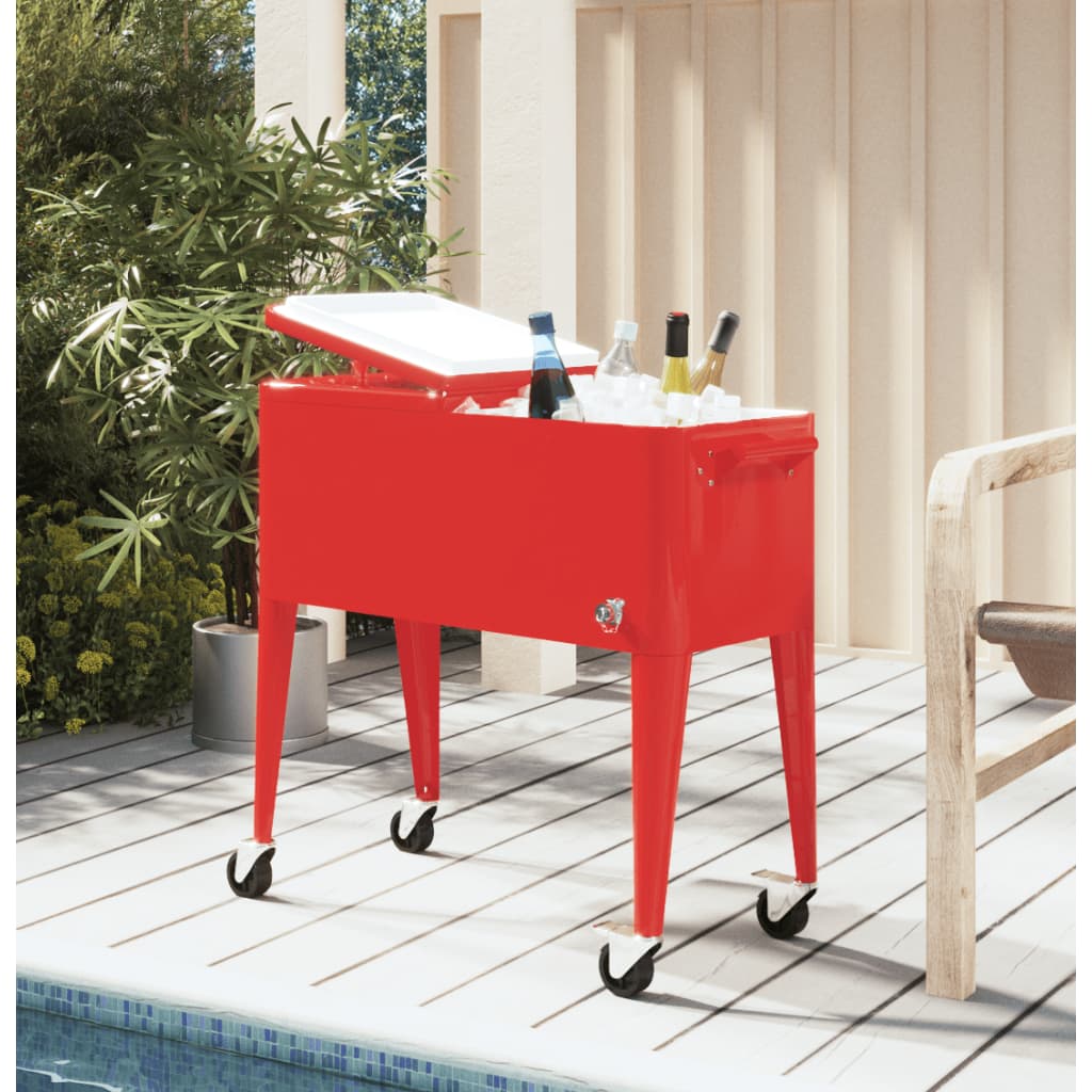 Vidaxx Kühlbox auf Rädern 92x43x89 cm rot