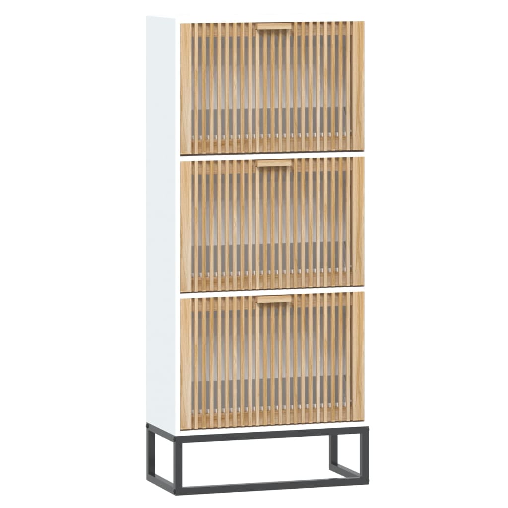 VIDAXL -Schuhschrank 52x25x120 cm ordentliches Holz weiß