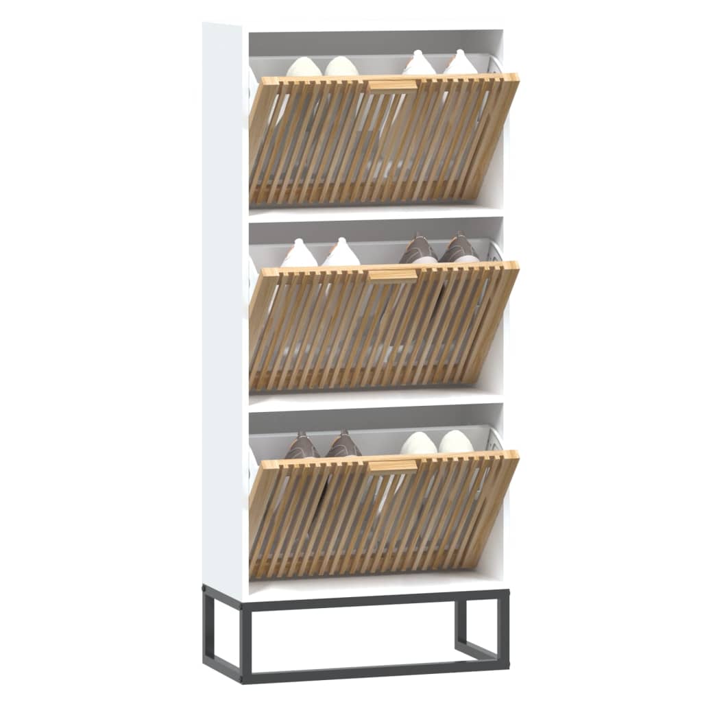 VIDAXL -Schuhschrank 52x25x120 cm ordentliches Holz weiß
