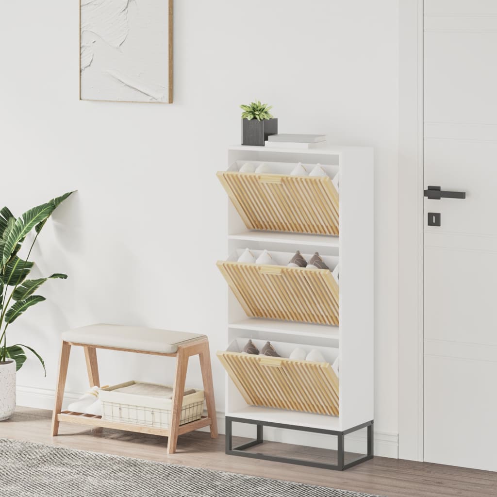 VIDAXL -Schuhschrank 52x25x120 cm ordentliches Holz weiß