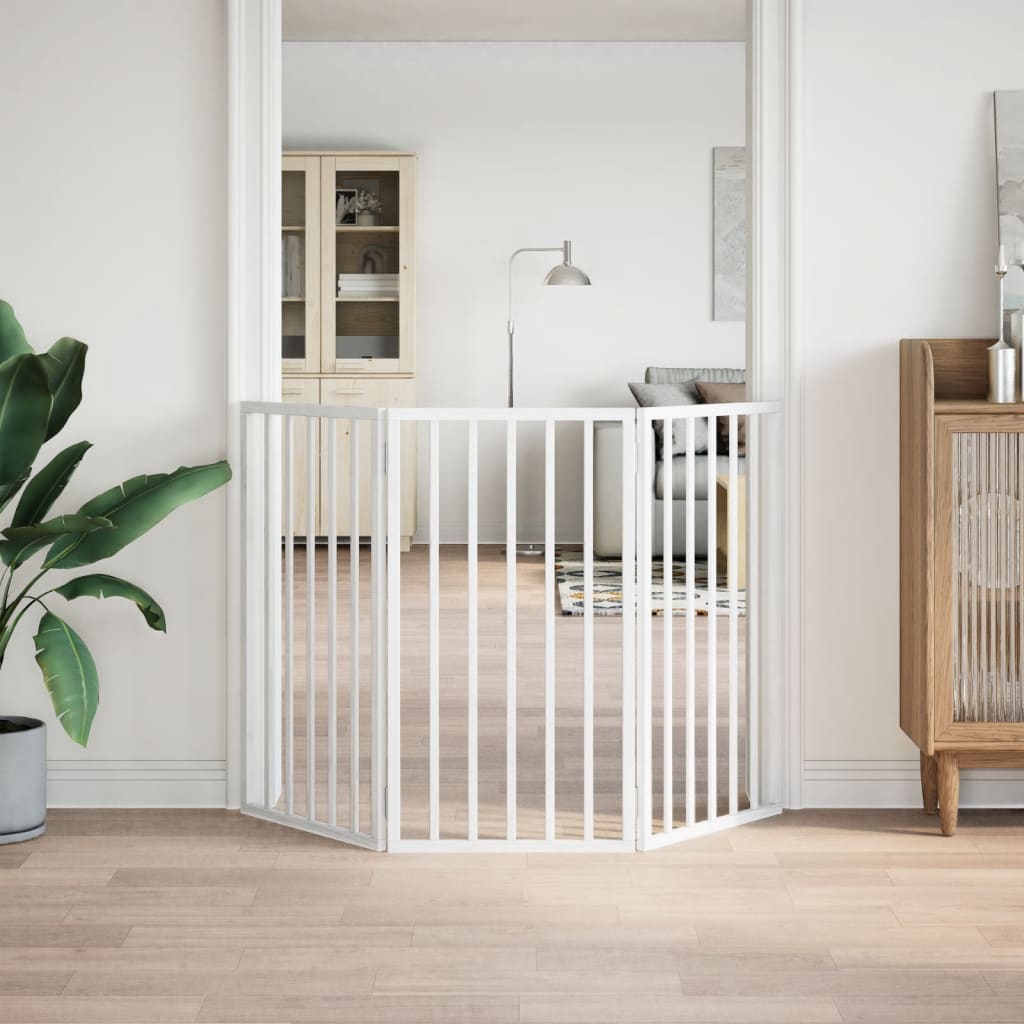 VidaXL Faltbarer Hundezaun, 3 Paneele, 150 cm, Pappelholz, Weiß
