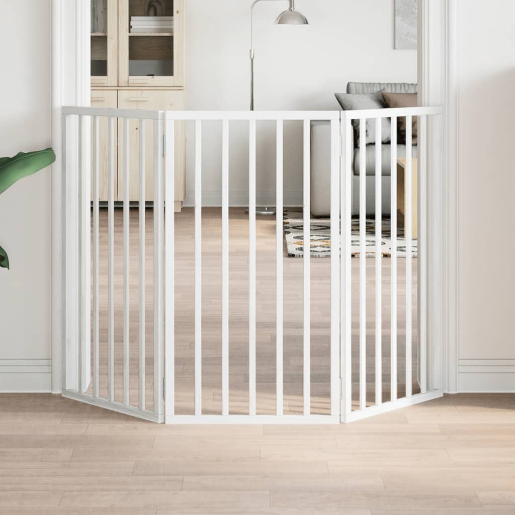 VidaXL Faltbarer Hundezaun, 3 Paneele, 150 cm, Pappelholz, Weiß