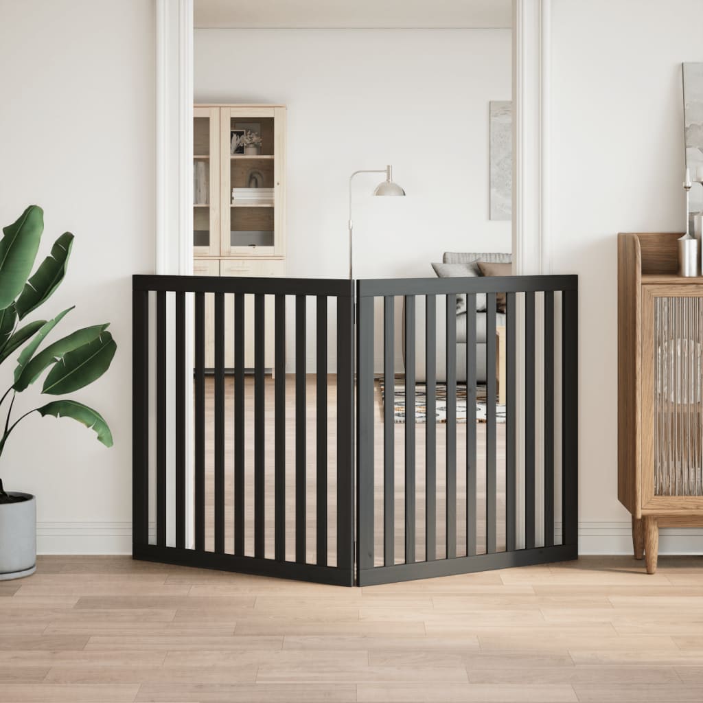 VidaXL Hundezaun 2 Paneele 160 cm Pappelholz Schwarz
