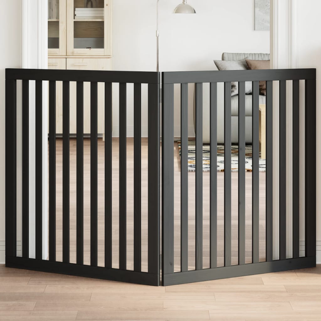 VidaXL Hundezaun 2 Paneele 160 cm Pappelholz Schwarz