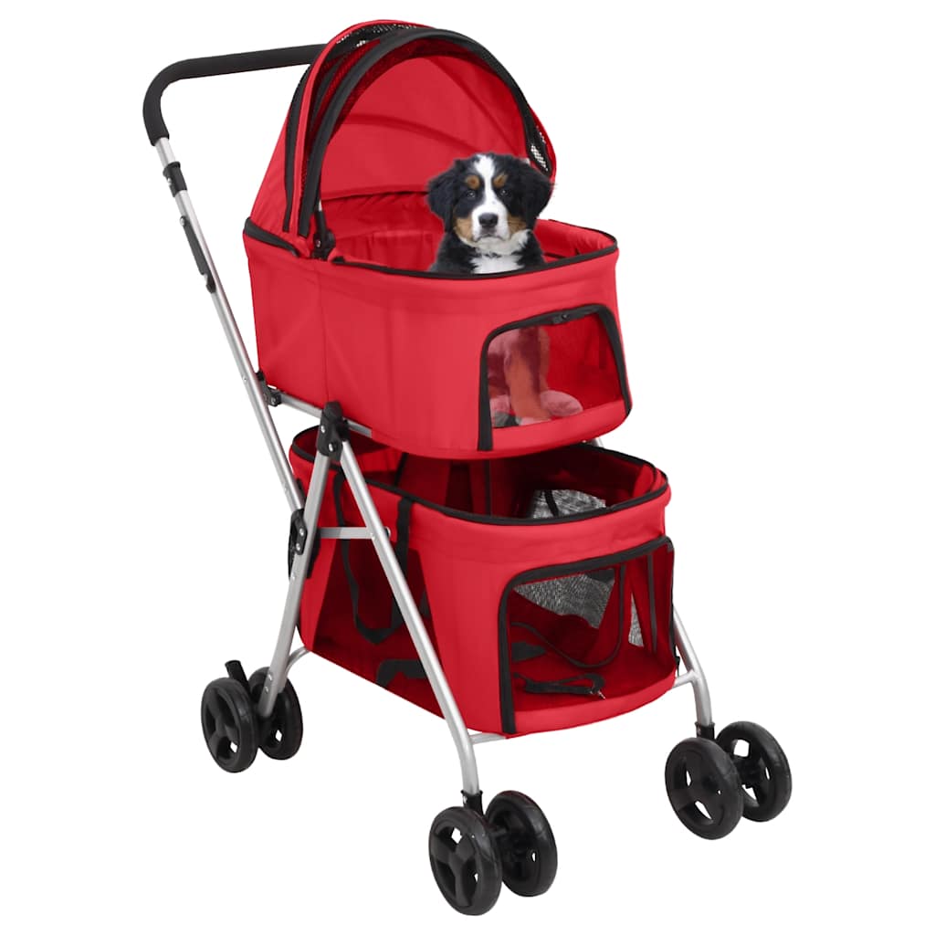 VidaXL Hundauto 2-lagig faltbar 83x48x97 cm Oxford Stoff rot