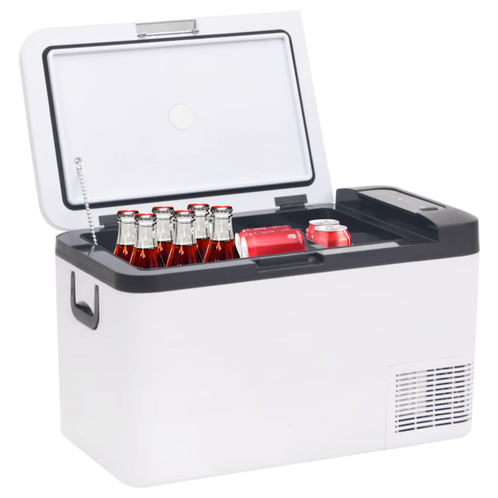 Vidaxl koelbox met handvat en adapter 25 l pp pe zwart en wit