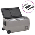 Vidaxl koelbox met wielen en adapter 50 l pp en pe zwart en grijs