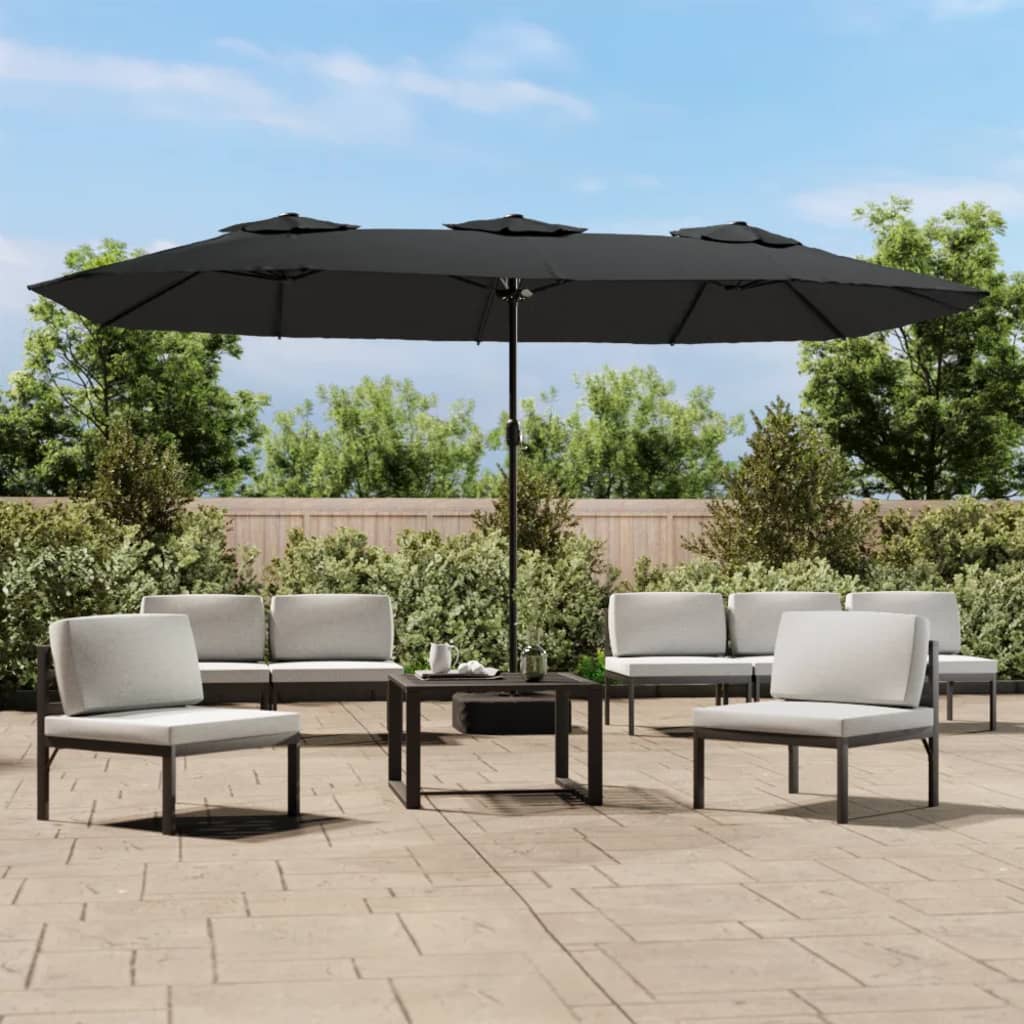 VidaXL Sonnenschirm - Doppeldach mit LED 449x245 cm Anthrazit - Farbig