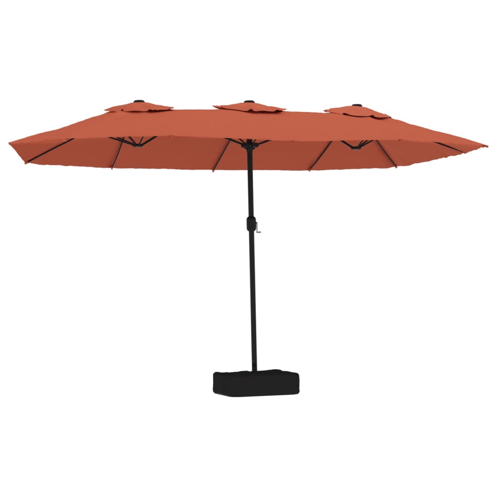 VidaXL Sonnenschirm - Doppeldach mit LED 449x245 cm Terrakotta - Farbig