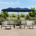 Vidaxl parasol dubbel dak met led 449x265 cm azuurblauw