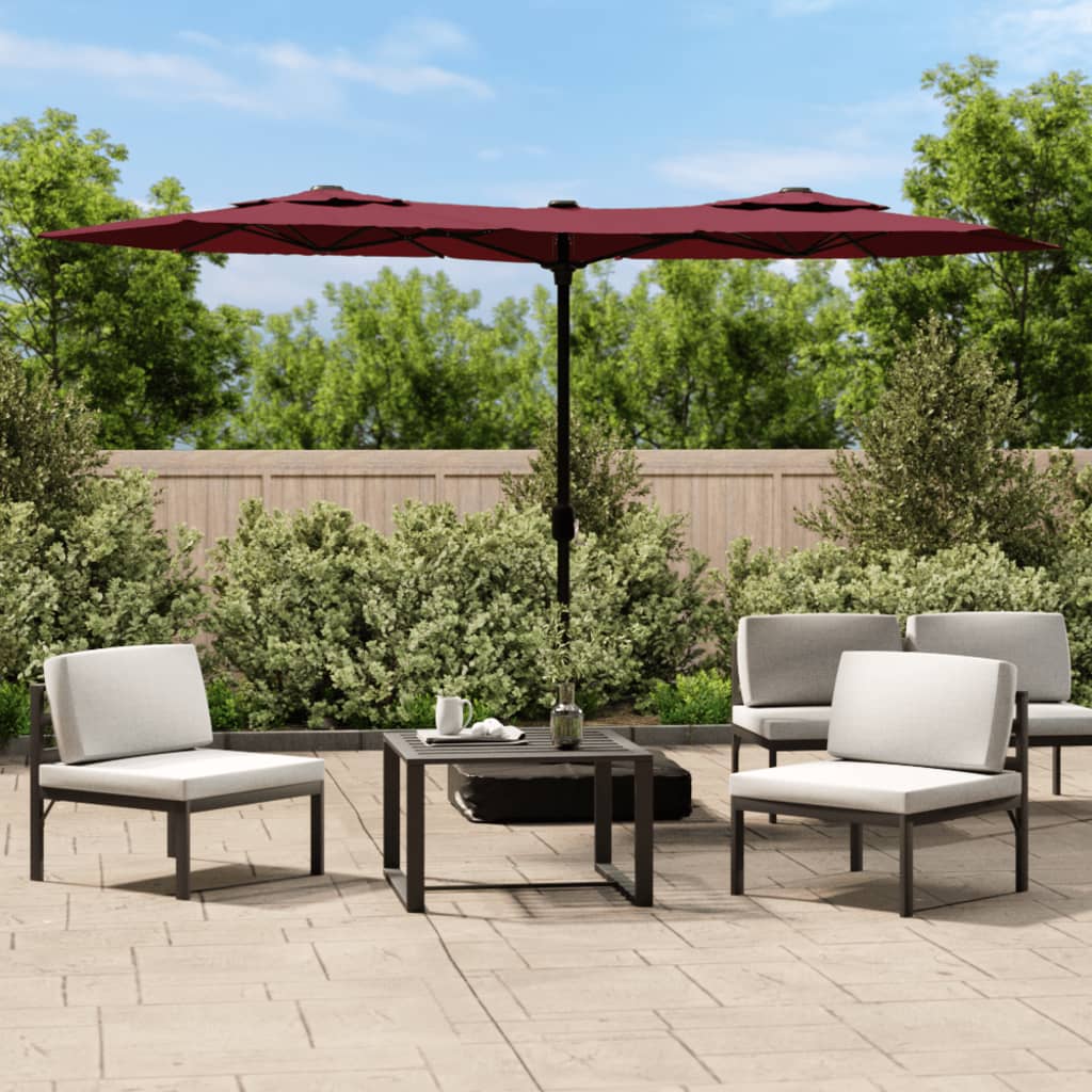 Vidaxl parasol dubbel dak 316x145 cm bordeauxrood