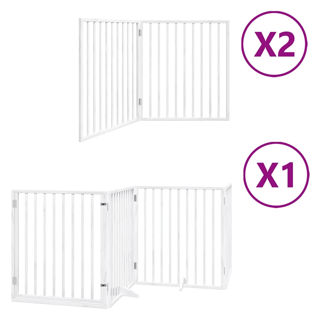 Vidaxl hondenhek inklapbaar met deur 8 panelen 640 cm populierhout wit