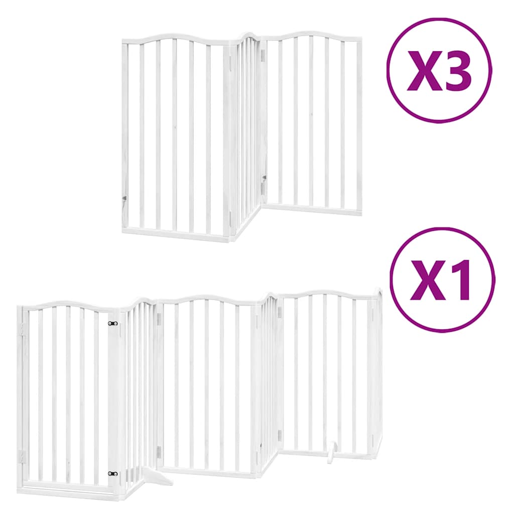 Vidaxl hondenhek inklapbaar met deur 15 panelen 750cm populierhout wit