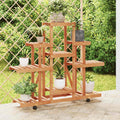 Vidaxl plantenstandaard met wielen 110x25x101 cm massief vurenhout