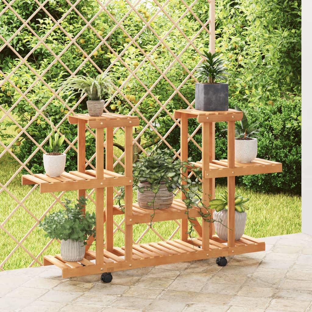 VIDAXL -Flanzenstandard mit Rädern 110x25x78 cm fester Fichte