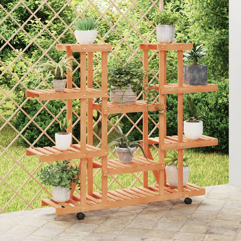 VIDAXL -Flanzenstandard mit Rädern 110x25x115 cm fester Fichte