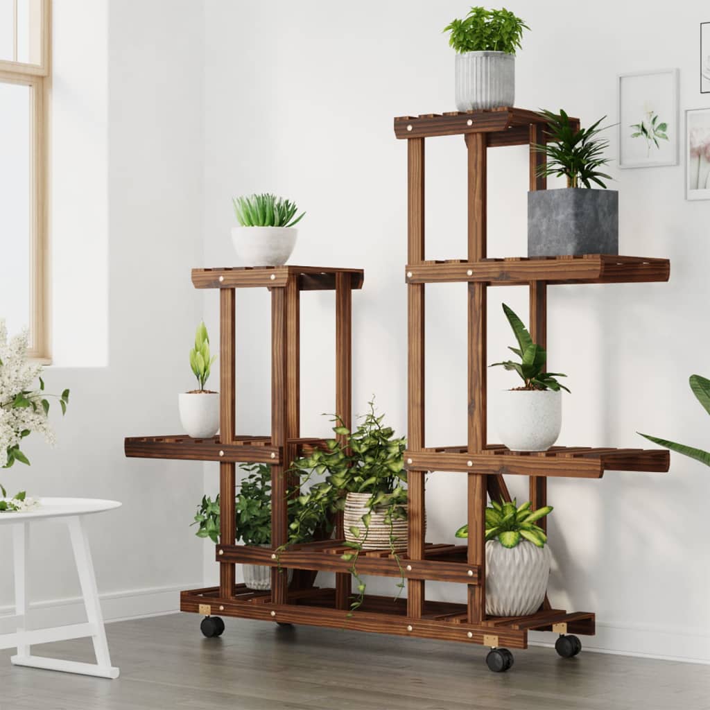 VIDAXL -Flanzenstandard mit Rädern 95x25x101 cm Massivfichte