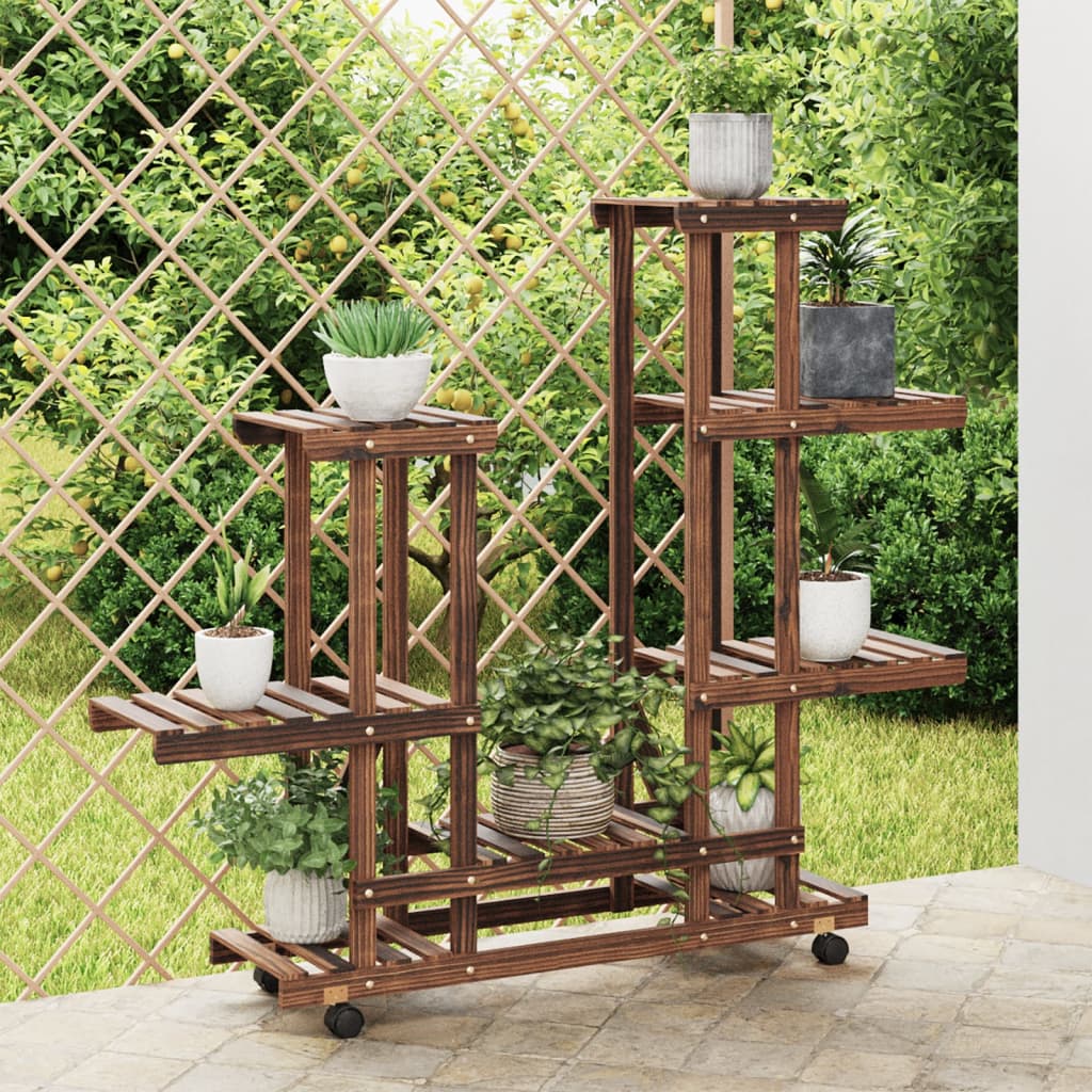 VIDAXL -Flanzenstandard mit Rädern 95x25x101 cm Massivfichte