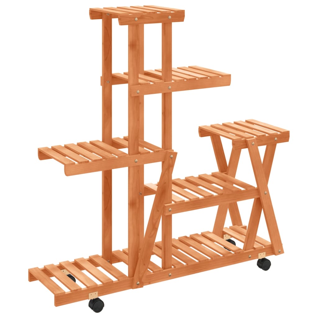 VIDAXL -Flanzenstandard mit Rädern 95x25x101 cm Massivfichte