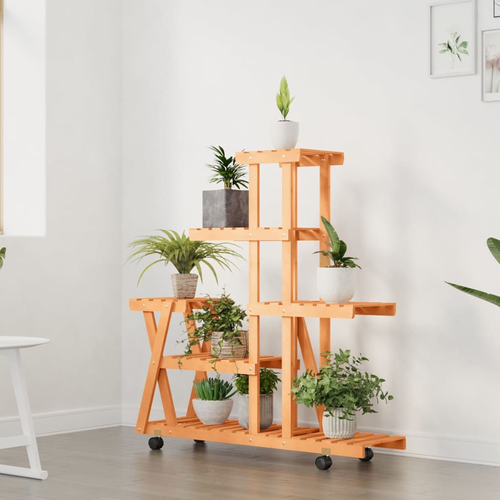 VIDAXL -Flanzenstandard mit Rädern 95x25x101 cm Massivfichte
