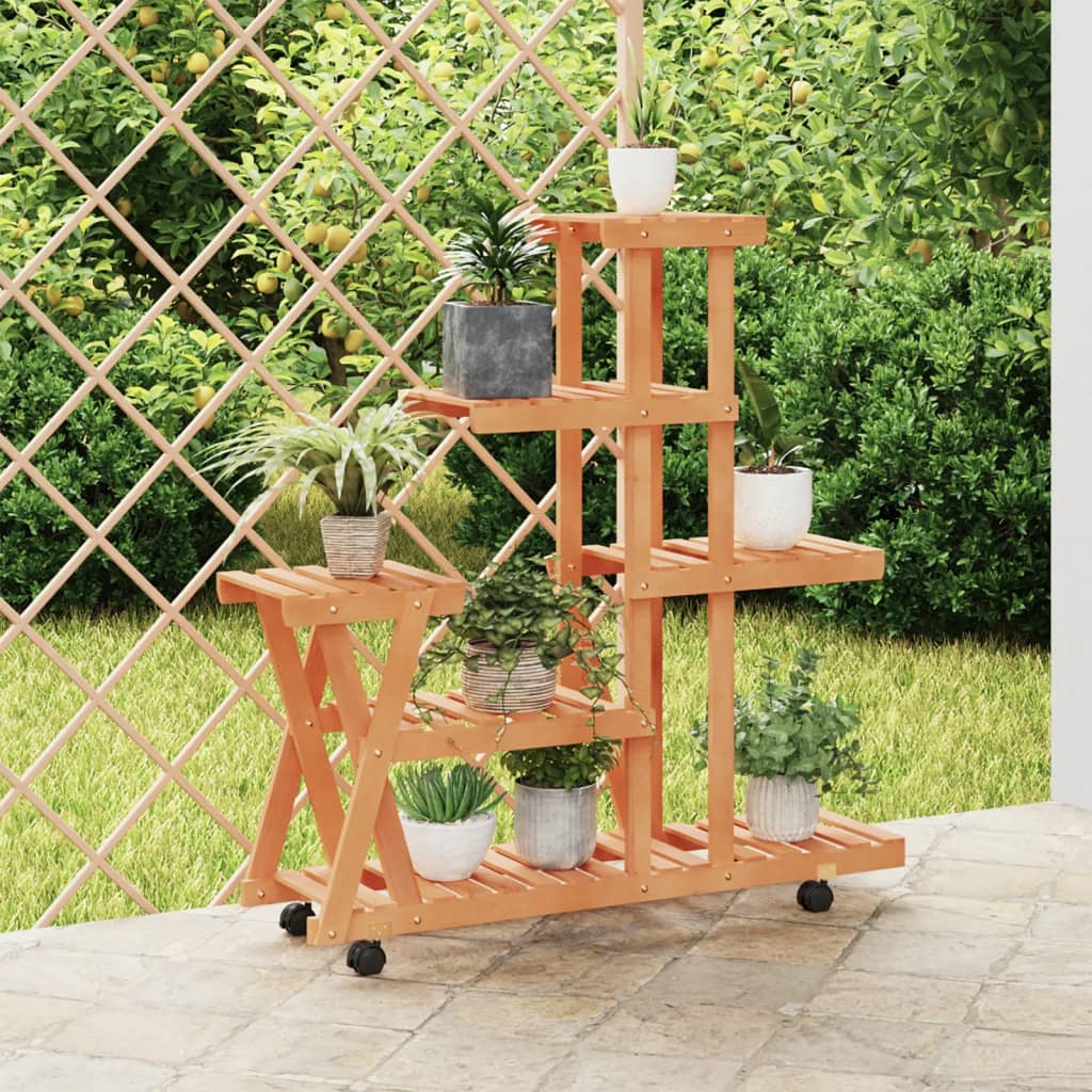 VIDAXL -Flanzenstandard mit Rädern 95x25x101 cm Massivfichte
