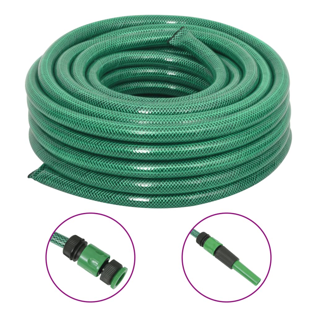 VidaXL Gartenschlauch mit Kupplungsset 0,75 Zoll 10 m PVC Grün
