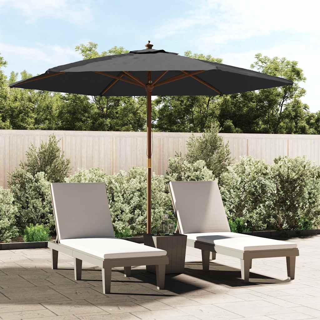 VidaXL - Sonnenschirm mit Holzstange 299x240 cm Schwarz