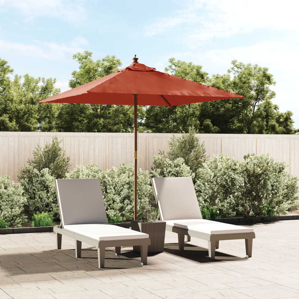 VidaXL Sonnenschirm mit Holzstange 198x198x231 cm terrakottafarben
